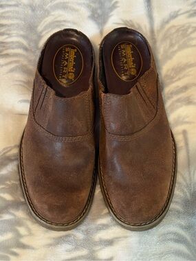 Timberland Women’s Brown Leather Slip-On Casual Mule Clogs